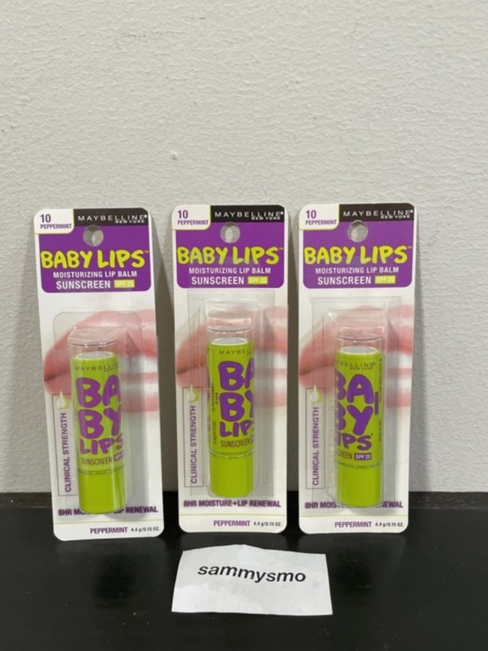Maybelline Baby Lips #10 PEPPERMINT Moisturizing Lip Balm Sunscreen SPF20 x3